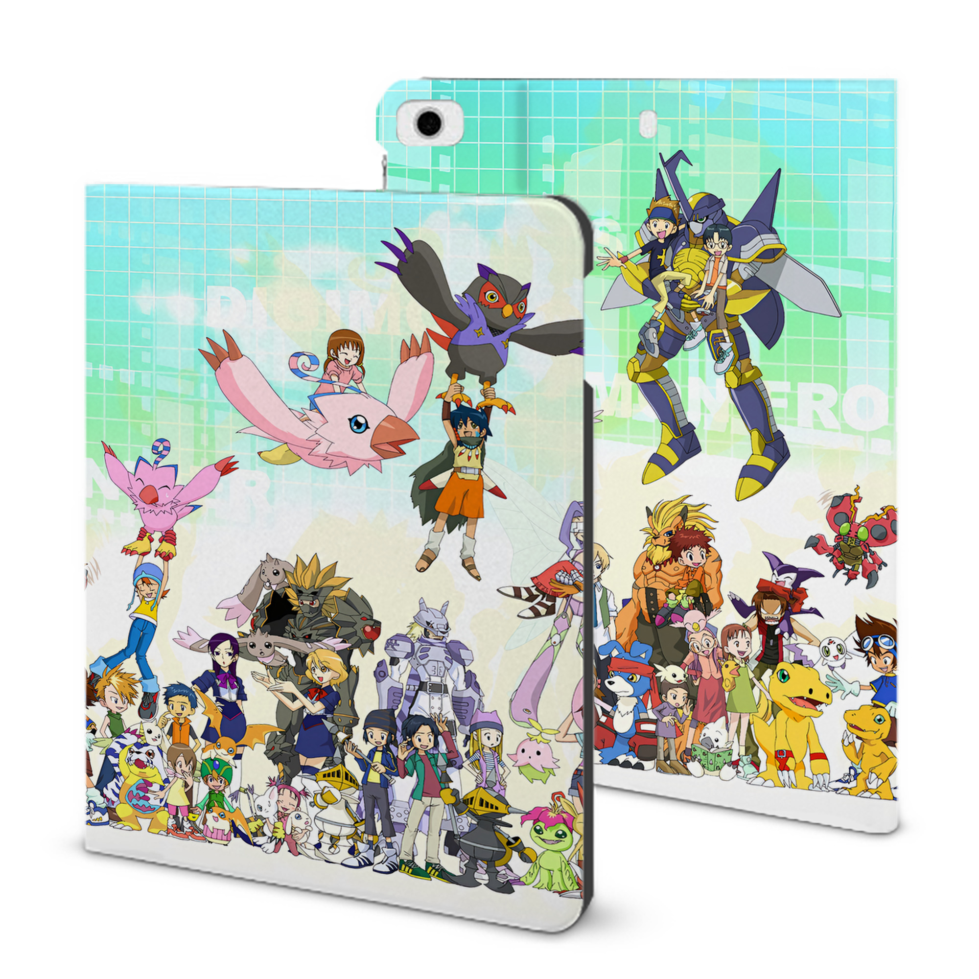 （画像用） Digimon デジタルモンスター/デジモン IPad ケース ブック型 PUレザー TPU 耐衝撃 軽量 薄型 ペン収納なし 全面保護 IPad 各モデル対応